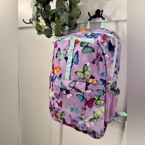 Lands' End ClassMate Small Backpack Lilac Purple Multi-Color Butterfly Print